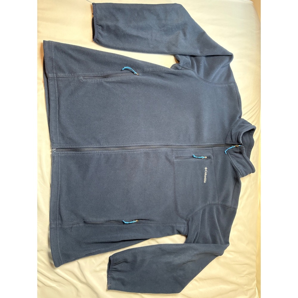 Columbia Fleece Jacket Mens XXL Navy Blue Excellent Full Zip Mock Neck XM1507